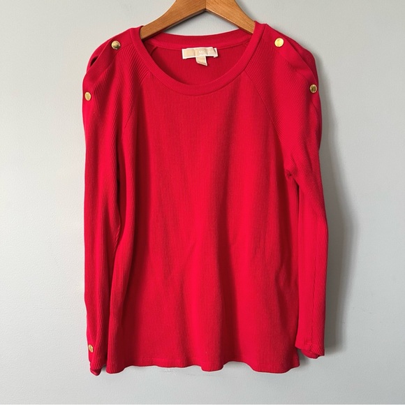 Michael Kors Red Thermal Top Size Small - Picture 2 of 8